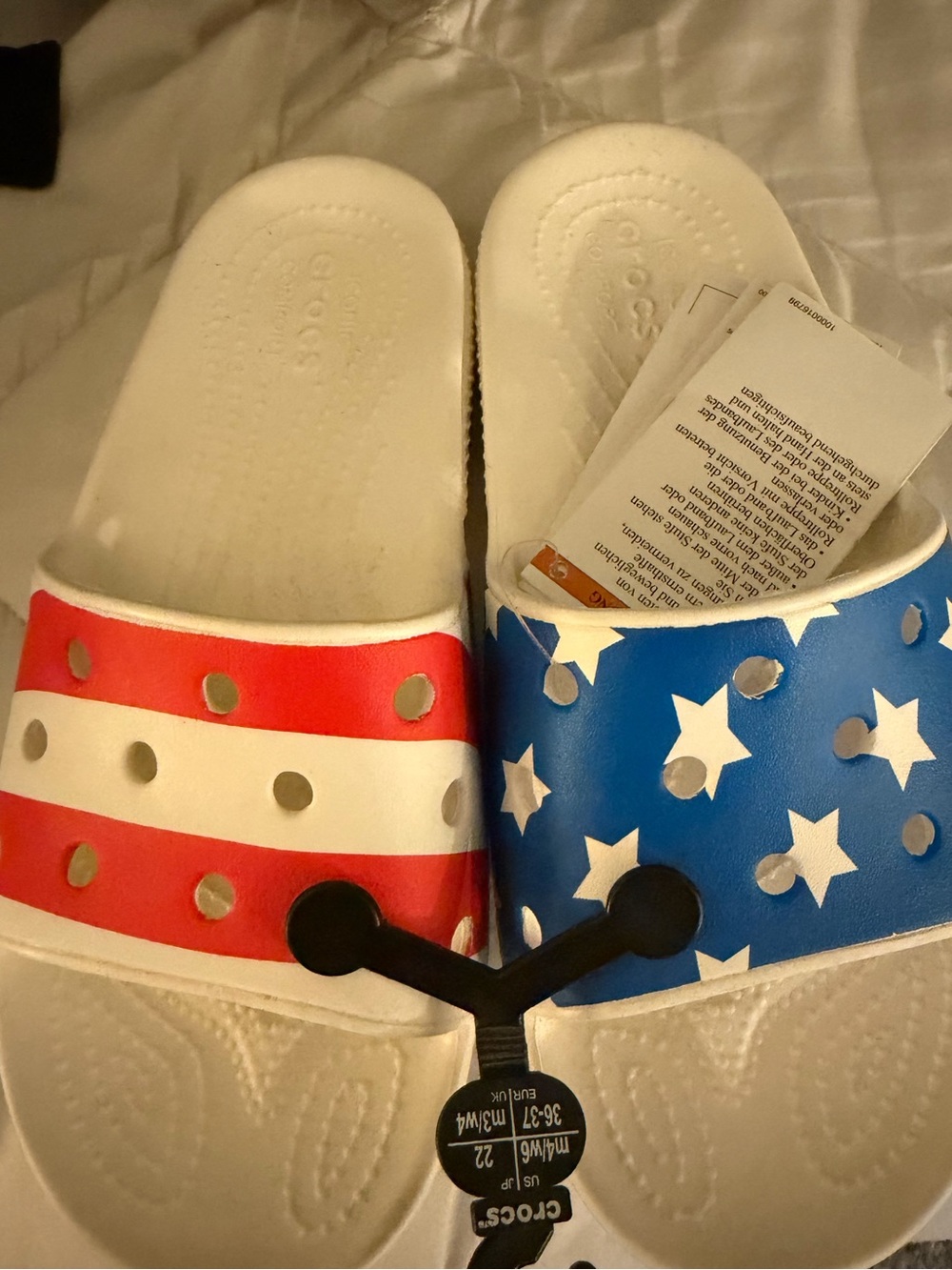 Brand new Patriotic Croc slides